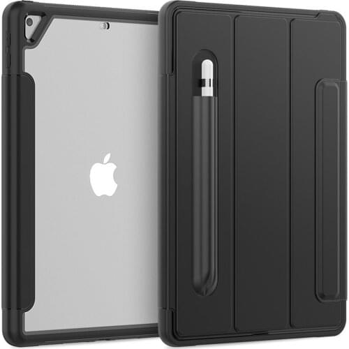 Clear Hard back PC Folio Protective Stand Case Smart Cover Auto Sleep/Wake for iPad 10.2 2020 8th / iPad 10.2 2019 iPad 7th