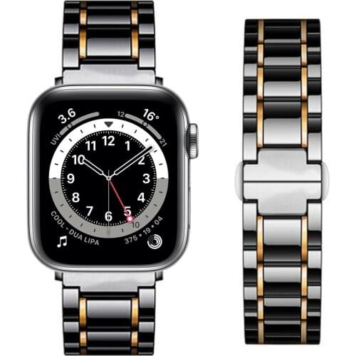 For apple watch se Ceramic band 44mm 40mm series 6 5 4 luxury Business strap for iwatch 5 4 3 42mm 38mm strap link Bracelet