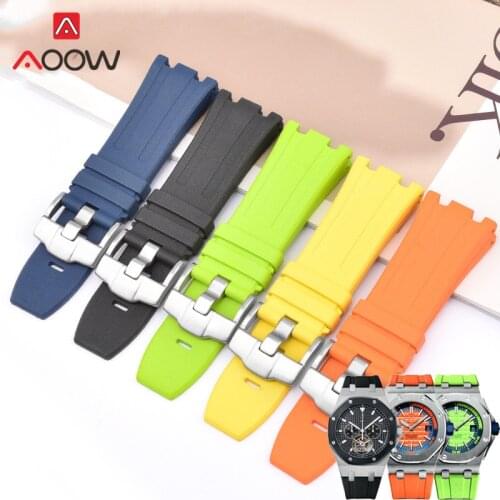 28mm Fluoro Rubber Strap Quality Watchband Replacement Bracelet Watch Band for AP Audemars Piguet Royal Oak 15703 15710 26703