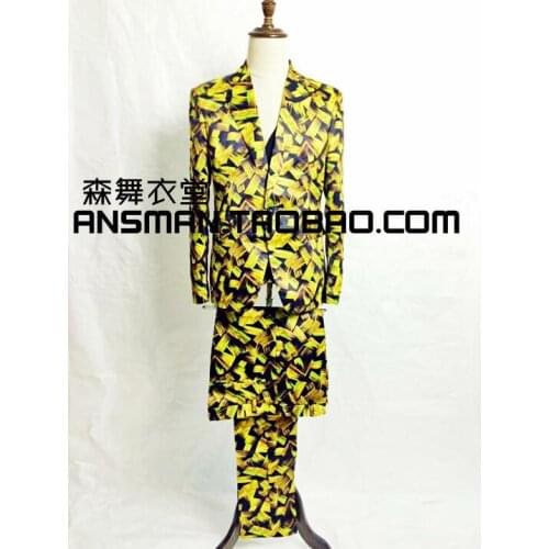 S-5XL ! 2020 stereoscopic 3D models irregular geometric patterns mens fashion singer stage costumes three-piece suits costumes