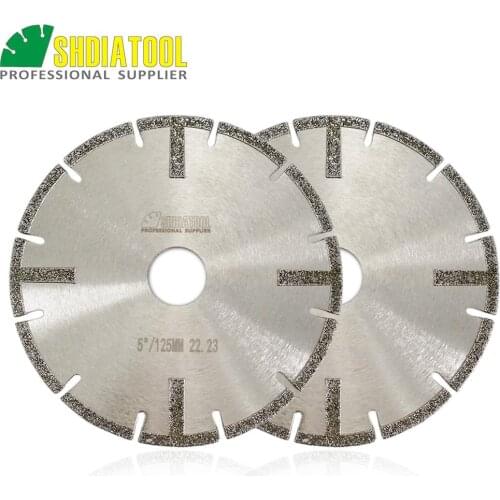 SHDIATOOL 2pcs Dia 125mm/5in Electroplated Diamond Cutting Discs Granite Marble Saw blade Both side reinforced Diamond Blade