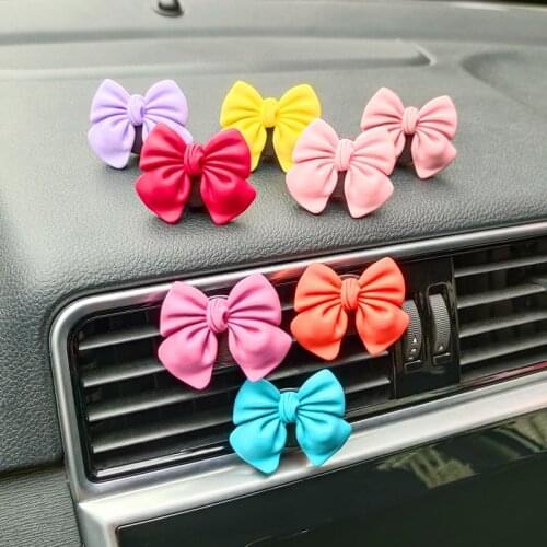 Cute Bow-knot Car Accessories Interior Woman Perfume Clip Cartoon Bow-knot Girls Decoration Gift Car Air Freshener Air Vent Clip
