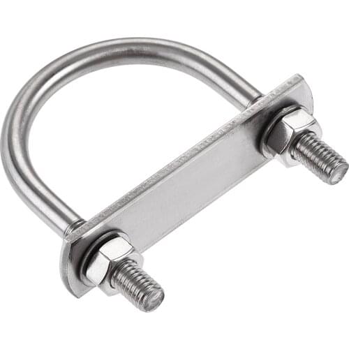 Uxcell Round U-Bolt 1.97"(50mm) Inner Width 75mm Length Steel M8 with Nuts, Plate, Washers