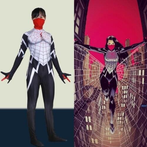 Amazing Women Cindy Moon Silk Cosplay Costume Superhero Zentai Bodysuit Suit Jumpsuits Halloween Costume for girls/women/female
