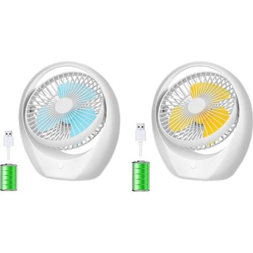 Portable Electric Rotation Desk Fans 3-leaf 3-Speed USB Battery Rechargeable L69D