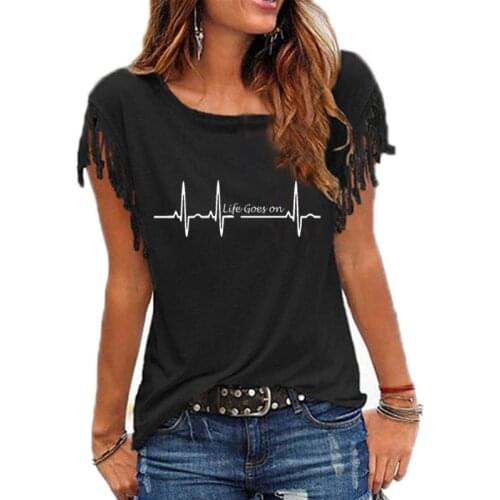 Heart Beat Trackpad Life Goes On Nice New Funny O collar T Shirts Women Summer Fashion Cotton T-shirt
