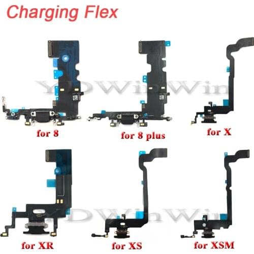 1pcs Charging Flex Cable For iPhone 8 X XS XR XS MAX USB Charger Port Dock Connector With Mic Charging Flex