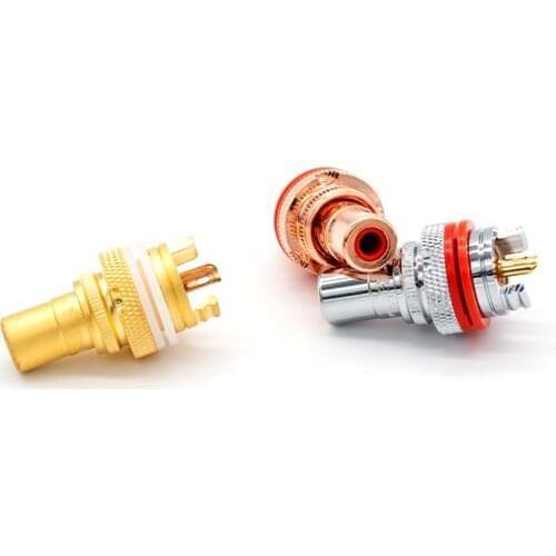 PURELINE 2Pcs/1Pair Copper CMC RCA Female Terminal Jack Socket AV Audio Video Connector High Quality