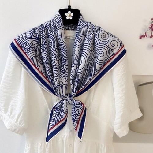 2021 new spring women scarf quality shawl silk fashion scarf headscarf beach sunscreen bag headscarf scarf 90cm*90cm