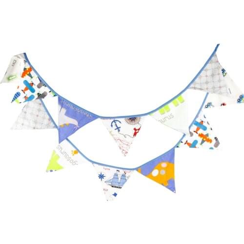 3.2m 12 Flags Cartoon Car Plane Cotton Banner Pennant Garland Kids Room Baby Shower Birthday Bunting Party Decor Photograph