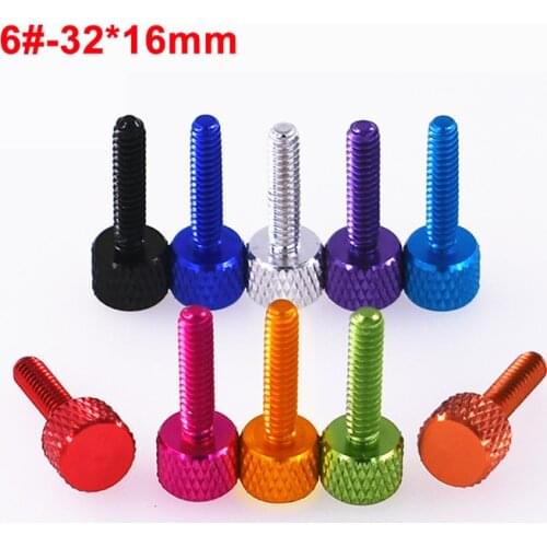 3PCS 6#-32*16mm UNC Coarse Thread Knurled Thumb Screws Side Panel Computer Case Screw DIY Aluminum Alloy Multiple Color