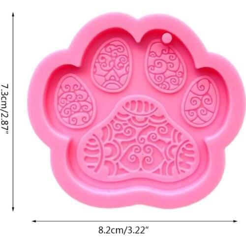 A0NF Cute Dog Paw Keychain Epoxy Resin Mold Earrings Pendant Casting Silicone Mould DIY Crafts Jewelry Casting Tool
