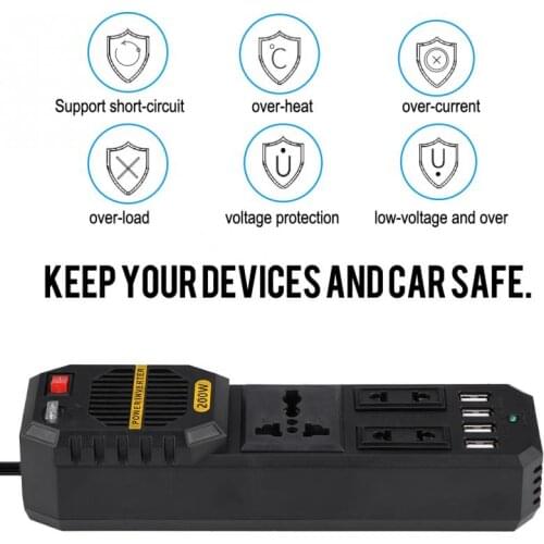 Car Power Inverter Converter Cigarette Lighter USB Charger Universal 200W DC 12V to AC 220V