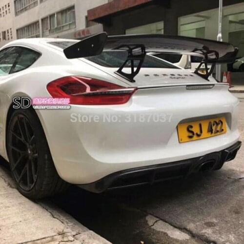 Carbon Fiber Car Racing Rear Spoiler Wing Lip for Porsche Cayman Boxster 981 GT4 Black Carbon fiber Styling