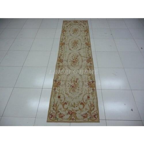 Free shipping 10K 2.5'x8' Needlepoint runner with flowers design handmade for home decoration