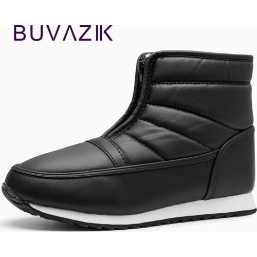 BUVAZIK men boots winter with fur keep warm waterproof winter casual shoes big size 46 snow boots men leather winter shoes mens