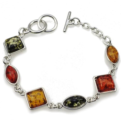 Stylish Baltic Simulated Hot Selling Honey Flossy Exquisite Link Bangle Bracelet For Women Girls Multicolor Jewelry DL81701