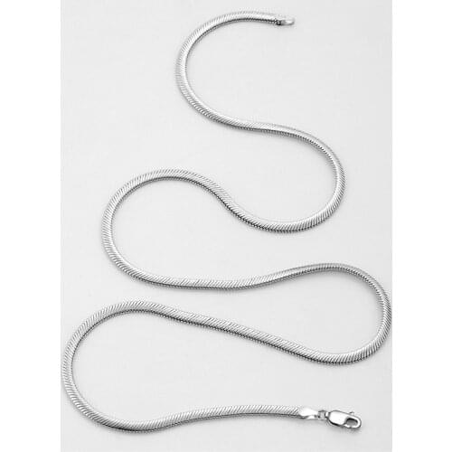 Jewelry Real 925 Sterling Silver Flat Snake Chain Thick 3 4 MM Long 45 50 55 CM Necklace For Men