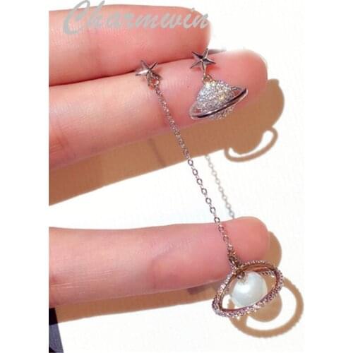 Charmwin New Dangle Earrings For Women Earrings Rhinestone Stars Asymmetric Earrings Women Fashion Jewelry