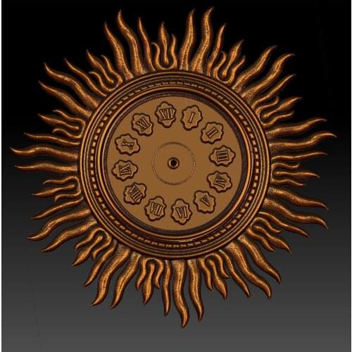 Digital file in STL format clock for CNC 3D relief carving engraving C36-5