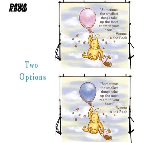 DAWNKNOW Pink Balloon Vinyl Photography Background Cartoon Bear Photocall Photo Shoot Backdrops For Newborn Photo Studio