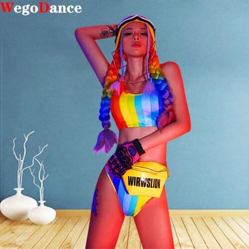 Jazz Dance Costumes Adult Fashion Print Sexy Bikini Pole Performance Clothing Festival Outfit