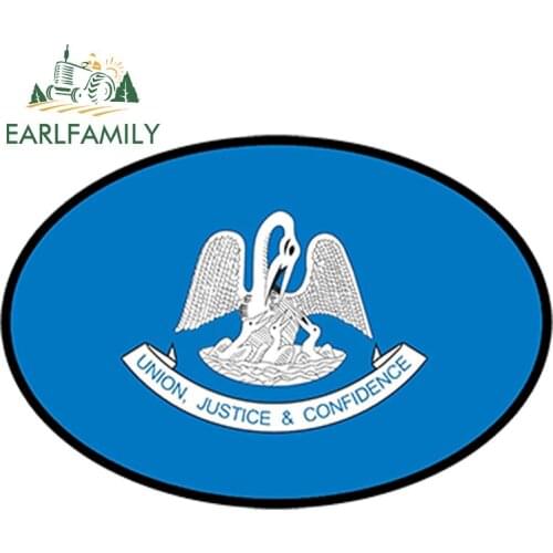 EARLFAMILY 13cm x 8.8cm LOUISIANA Flag Oval CAR STICKER JDM Bumper Decal Helmet Laptop Waterproof Car Accessories