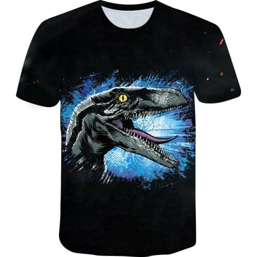 Teen Oversized T-shirt 3D Printing Jurassic Park Dinosaur Game Mens Summer Short Sleeve Top Classic Fashion Shirt Net Red