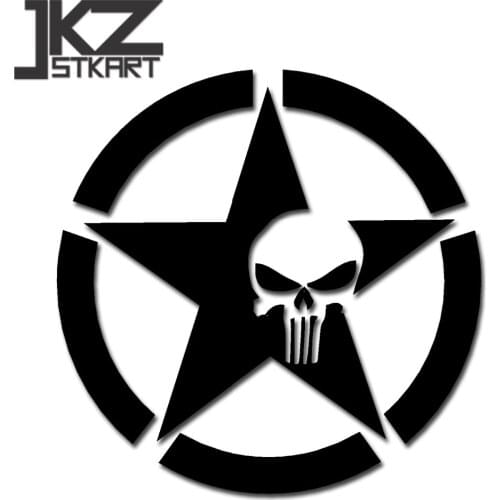 JKZ STKART Vinyl Die Cut Car Sticker Decals Punisher Skull Star 12 x 12 cm for Motor Bike Truck Helmet Decorated Stickers