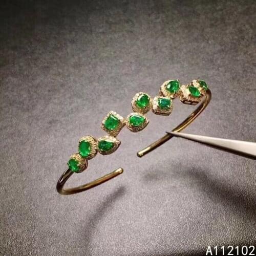 KJJEAXCMY fine jewelry 925 sterling silver inlaid natural emerald new girl trendy hand bracelet supports test Chinese style