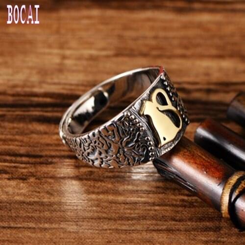 New S925 sterling silver vintage golden kitten couple ring fashion trend mens and womens adjustable silver ring