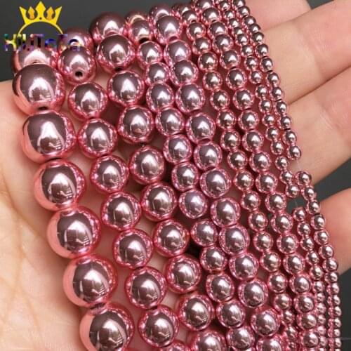 Natural Stone Pink Hematite Beads Round Loose Spacer Beads For Jewelry Making DIY Necklace Bracelet Accessories 2/3/4/6/8/10mm