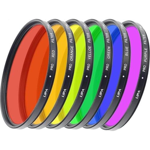 Round Color Filter 49-82mm Red Orange Yellow Green Blue Purple Panchromatic SLR Camera Color Filter