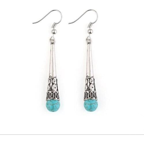 Minimalist Column Alloy Drop Earrings For Women Bohemia Synthetic Stone Metal Dangle Earring Pendietes FashionJewelry Bijoux