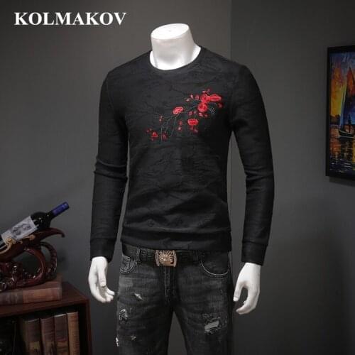 KOLMAKOV New Men' Clothing Mens Black Printed Sweatershirt Fleece Liner Pullovers Mens Spring Hoody M-4XL Men Shirts Hoodies