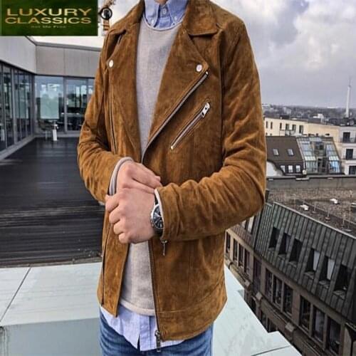 Men Genuine Leather Jacket Spring Winter Clothes 2021 Fashion Pig Suede Coat Man Real Leather Coats Mens Leather Jacket