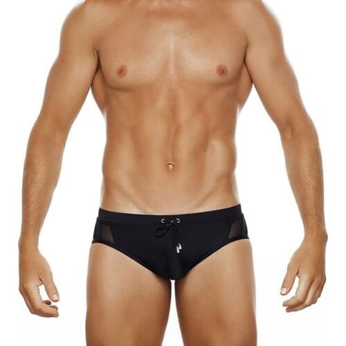 Mens Swimwear Mech Splicing Bikini Swimsuit Swim Briefs Pouch Underwear Sexy Bulge Enhancing Hollow Out Surf Shorts Beach Wear