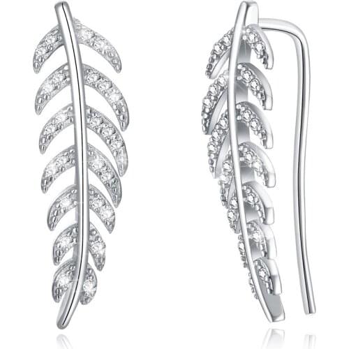 NEW SALE Leaf Earrings Female Crystal Fashion 925 Sterling Silver Earrings Classic Retro Micro Set Hot Jewelry