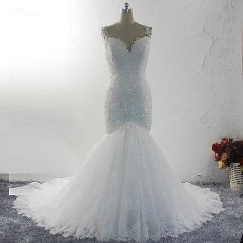 RSW1559 New Arrival Sweetheart Straps Sleeveless Lace Mermaid Wedding Dress White / Ivory Bride Wedding Dresses Bridal Gowns