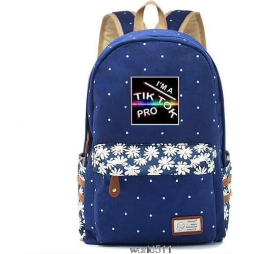 Tik Tok New Laptop Women Tik Tok Printing Backpacks Anti-theft Waterproof School Bag for Teenage Girls Canvas