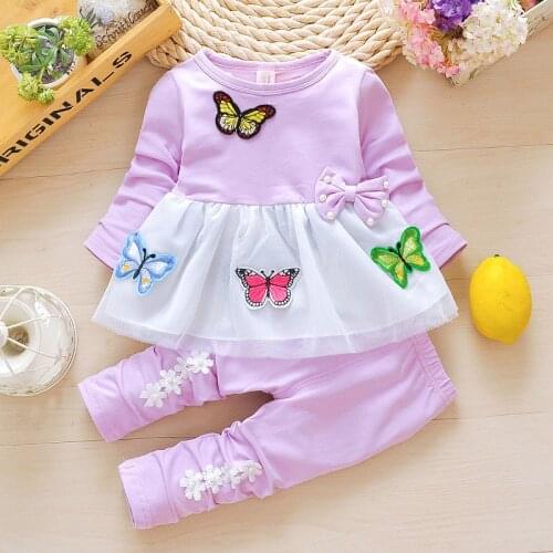 Baby Girls Clothes Spring Autumn Long Sleeved Tops + Pants 2PCS Childrens Infant Clothing Kids Cute Jogging Suits