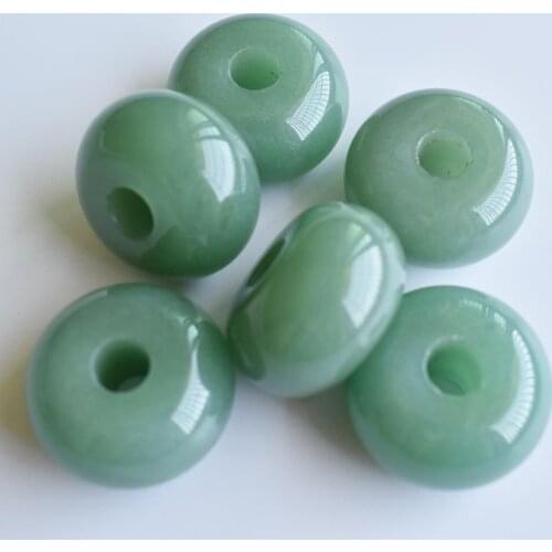 Wholesale 6pcs/lot good quality natural green aventurine round shape big hole beads 15x30mm For jewelry making free shipping