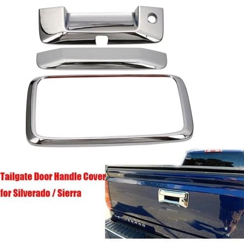 Polished Chrome Tailgate Door Handle Cover for 2014-2018 Chevy Silverado /GMC Sierra 1500 2500HD 3500HD with Camera Hole