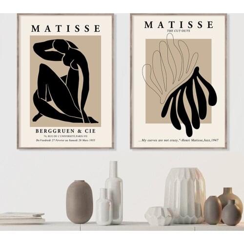 Self-adhesive Wall Stickers Abstract Henri Matisse Posters Nude Wall Art Feminist Floral Vintage Painting Picture Home Decor