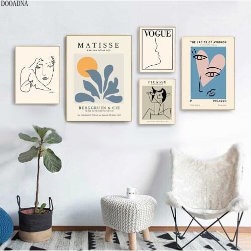 Nordic minimalist abstract imagery house decoration canvas painting wall art character line Matisse poster and bedroom prints