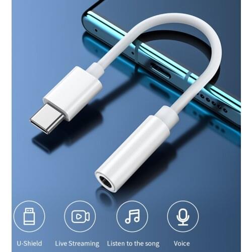 Type C 3.5 Jack Earphone USB C to 3.5mm AUX Headphones Adapter Audio cable For Samsung Huawei V30 mate 20 P30 pro Xiaomi Mi 10 9