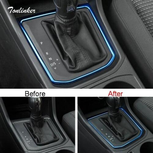Tonlinker Cover case Sticker For Volkswagen Touran L 2016-18 Car styling 1 pcs Stainless steel The Gear position Cover sticker