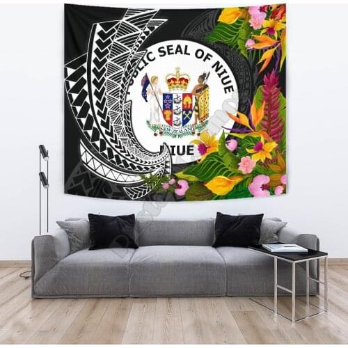 Niue Tapestrys Seal Spiral Polynesian Patterns 3D Printed Tapestrying Rectangular Home Decor Wall Hanging