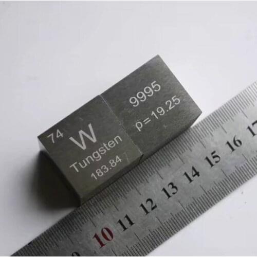 Tungsten metal in the periodic table- Cube Side length is one inch (25.4mm) and weight is about 318.25g 99.95