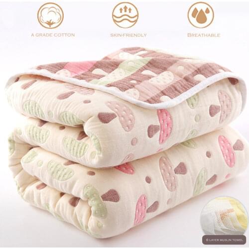 WOSTAR 6 layers Cotton Gauze Towel Muslin Blanket Soft Throw Plaid Adults Blanket For Beds Sofa Plane/Travel Bedspread Hot sale